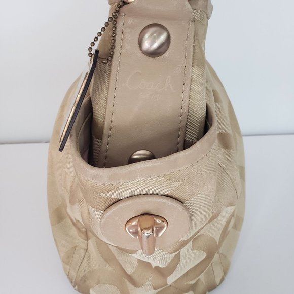 COACH Large Parker Op Art Rose Gold Hardware Jacquard and Leather Hobo Satchel - Picture 15 of 15